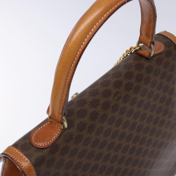 CELINE Macadam Canvas Hand Bag Pvc Leather Brown Gold - Picture 6 of 13